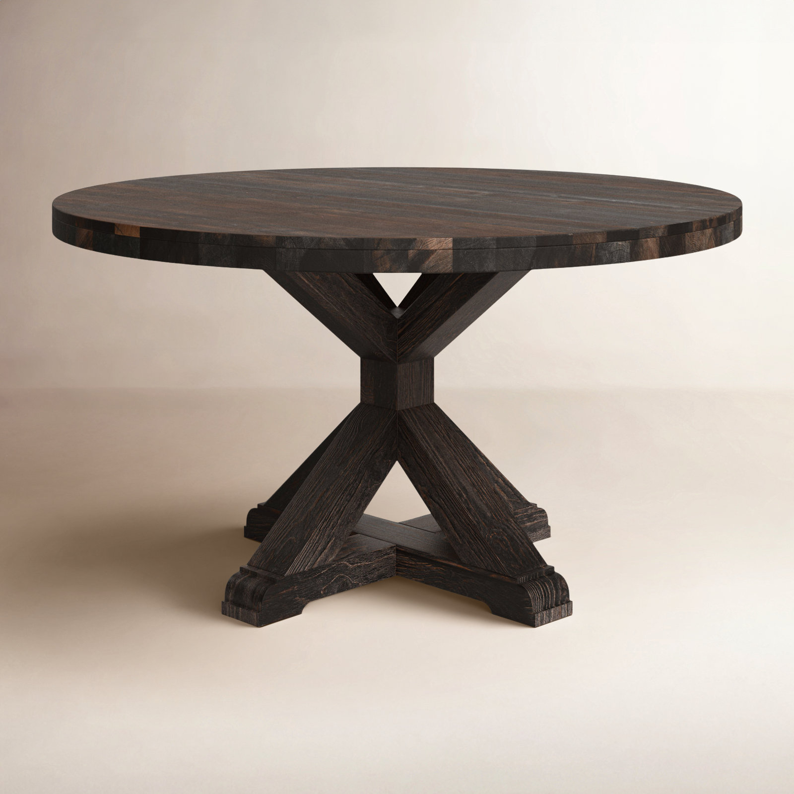 Bianca Round Solid Wood Dining Table, Salvaged Gray