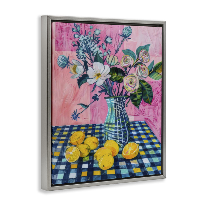 "Summer Table Bouquet", art mural par LSR Design Studio, Cadre flottant gris lustré, H 21 po x l 17 po