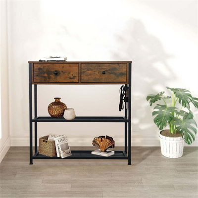 Ultimate Entryway Console Table, Narrow Sofa Table With 2 Drawers, 2 Shelves, Ac Outlets, 2 Usb Ports -  MARONGWE2, NHM-W1785118930