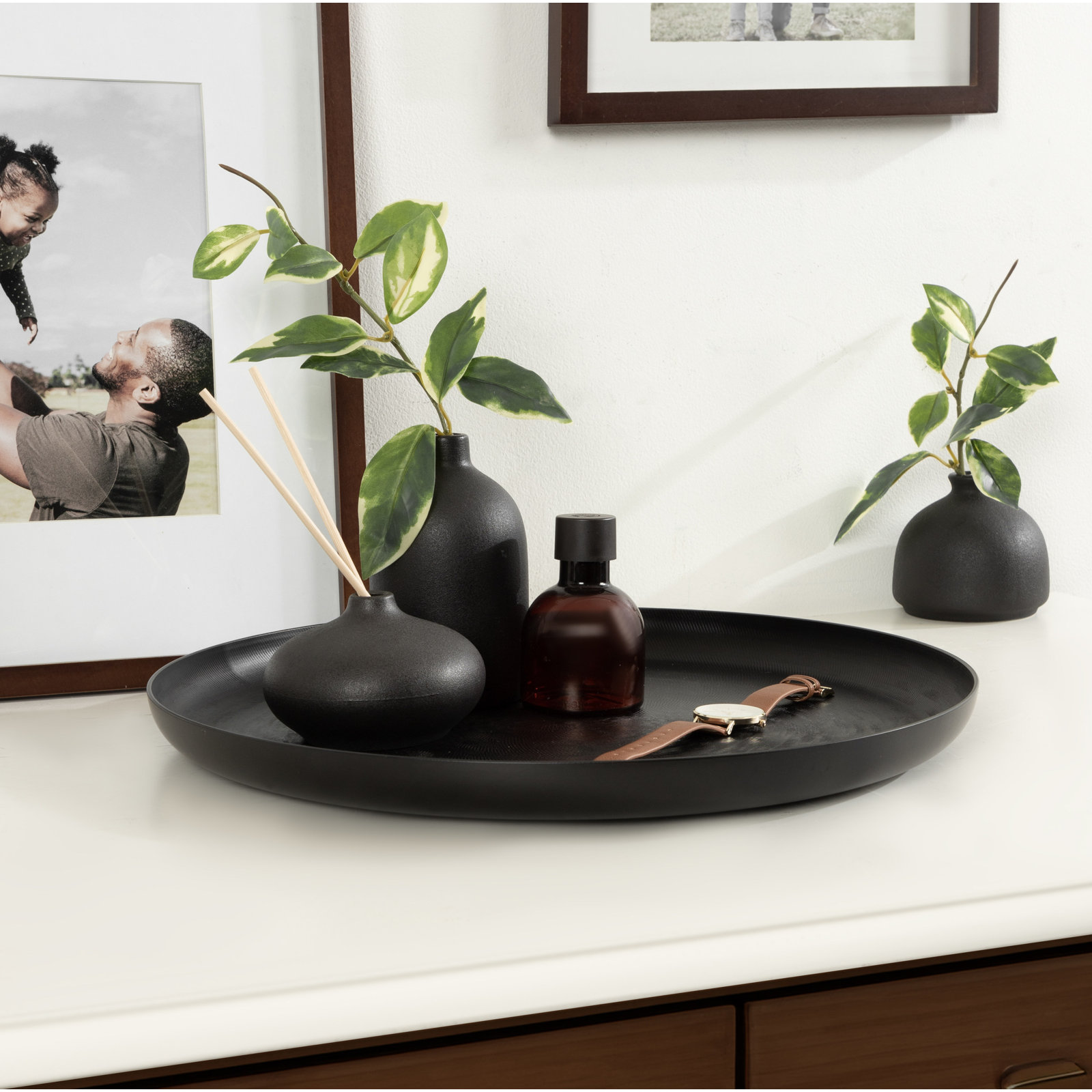 Hensley Decorative Tray, Black, 1.5" H x 16.25" W x 16.25" D