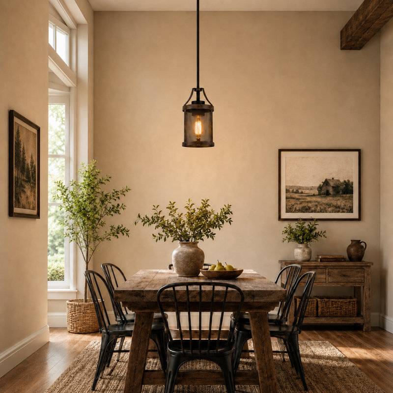 1 - Light Simple Pendant, Walnut