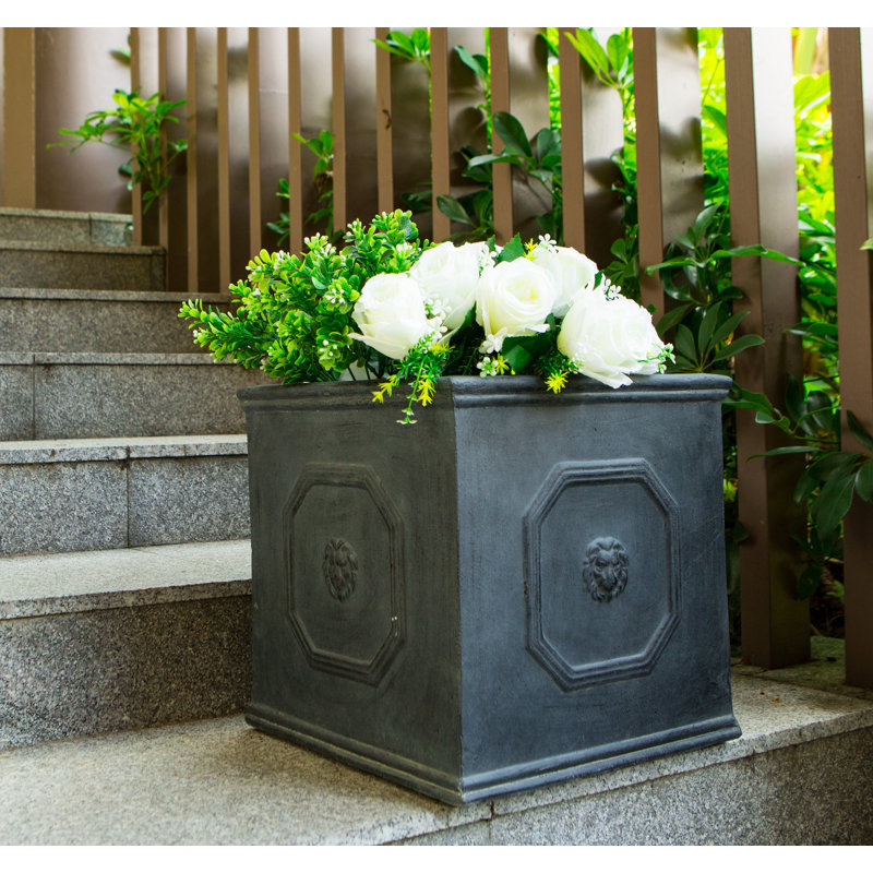Boîte à fleurs en béton Hillevi, Gris antique, H 12,6 po x l 12,6 po x P 12,6 po