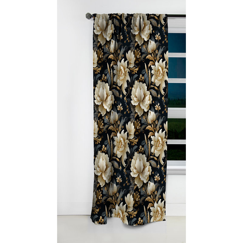 Beige And Blue Damask Fusion I - Damask Curtain - Blackout Damask Curtain - 1 Panels, 52" W x 63" L