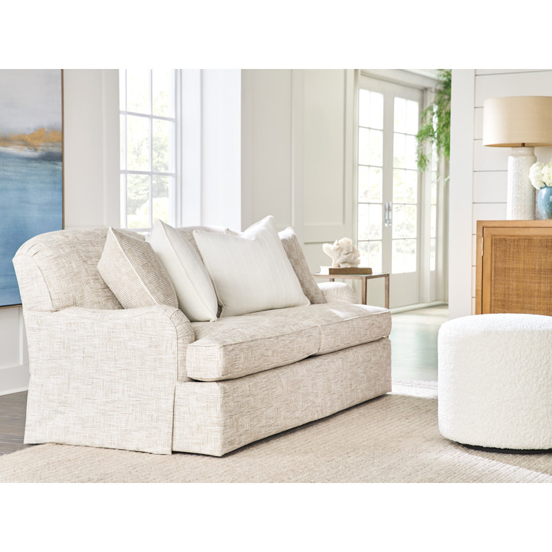 Beige Fabric 76'' Upholstered Sofa with Down Fill Cushions
