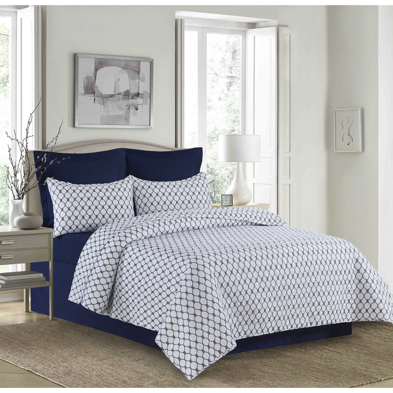 Cotton Quilt Set, Full Quilt + 2 Standard Shams