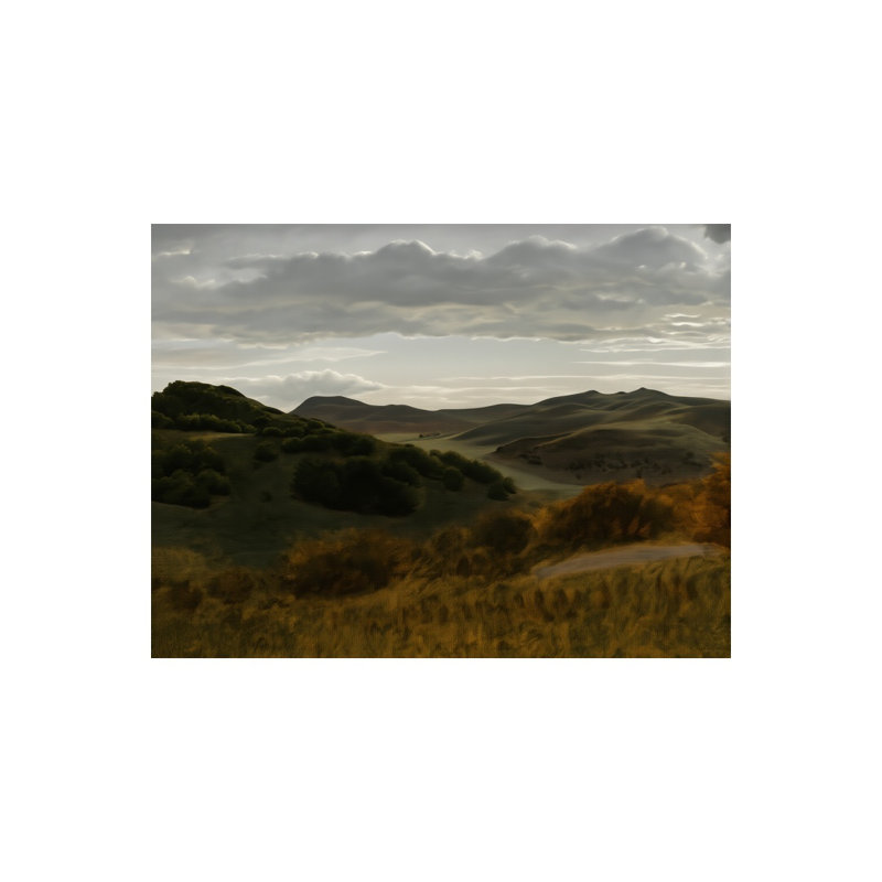 Paysage de campagne rétro rétro Moody Mountain, sans cadre, L 24 po x l 36 po