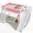 Twin Loft Bed With Storage Shelves And Wardrobe, Solid Wood Loft Beds With Detachable Slide And Ladders, No Spring Box Needed, Pink And White (Patent Protection)-212009762-212009766