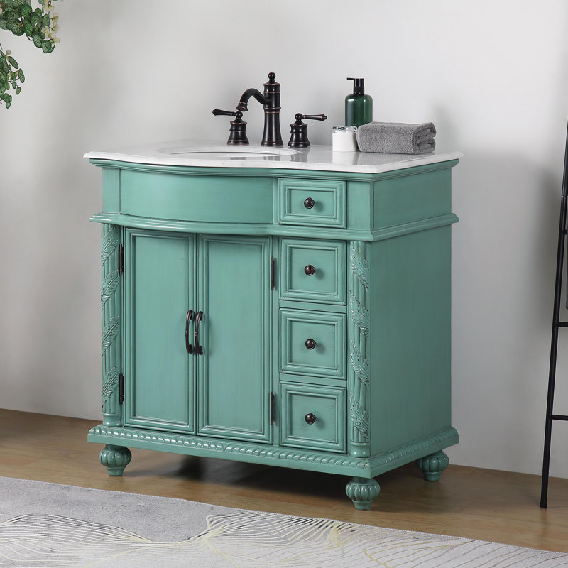 Ensemble de meuble-lavabo simple 36 po Okelly Plattsburg, Vert