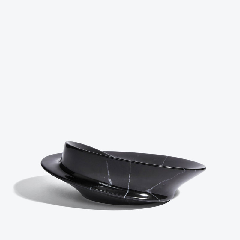 Swirl Bowl, Small, Grey, 9.8"W x 7.4"D x 3.1"H, Black