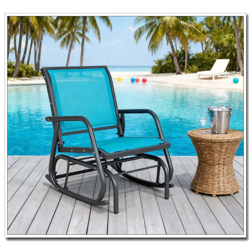 Steel Outdoor Glider Chair with Curved Armrests