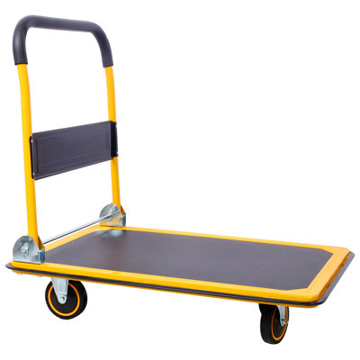 Foldable Platform Truck Push Dolly. Weight Capacity Black And Yellow