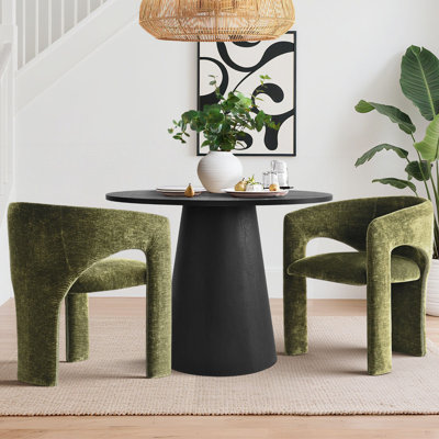 Ensemble de salle à manger 35 "à piédestal rond avec chaises rembourrées