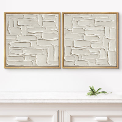 Motif de blocs de pierre blanche, reproduction d'art sur toile encadrée dans la chambre principale