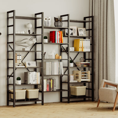 Grande étagère à livres 6 niveaux avec cadre en métal pour salon