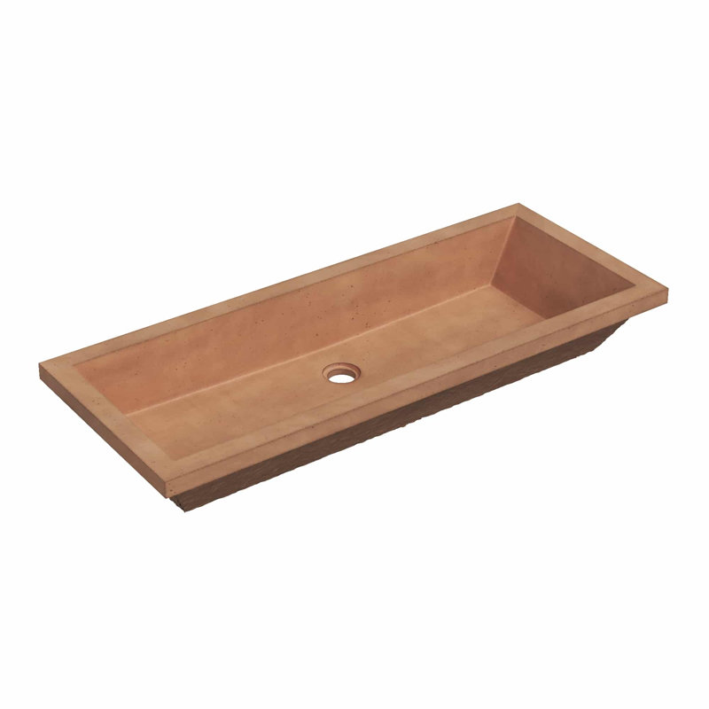 Arcata 36" Undermount Concrete Trough Bathroom Sink, Terracotta