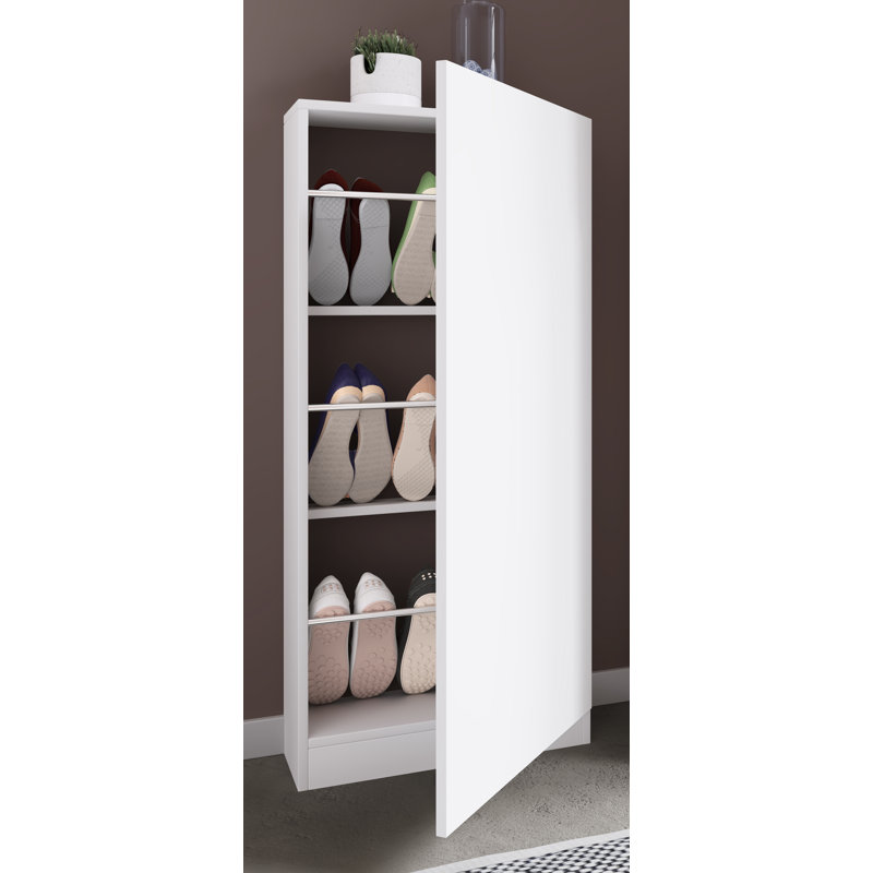 6 Pair Shoe Storage Cabinet, White