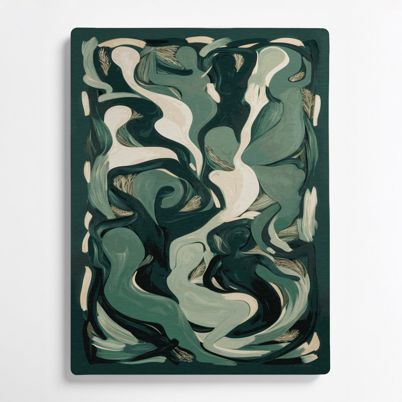 Art mural abstrait en métal vert figuratif 3, H 20 po x l 24 po