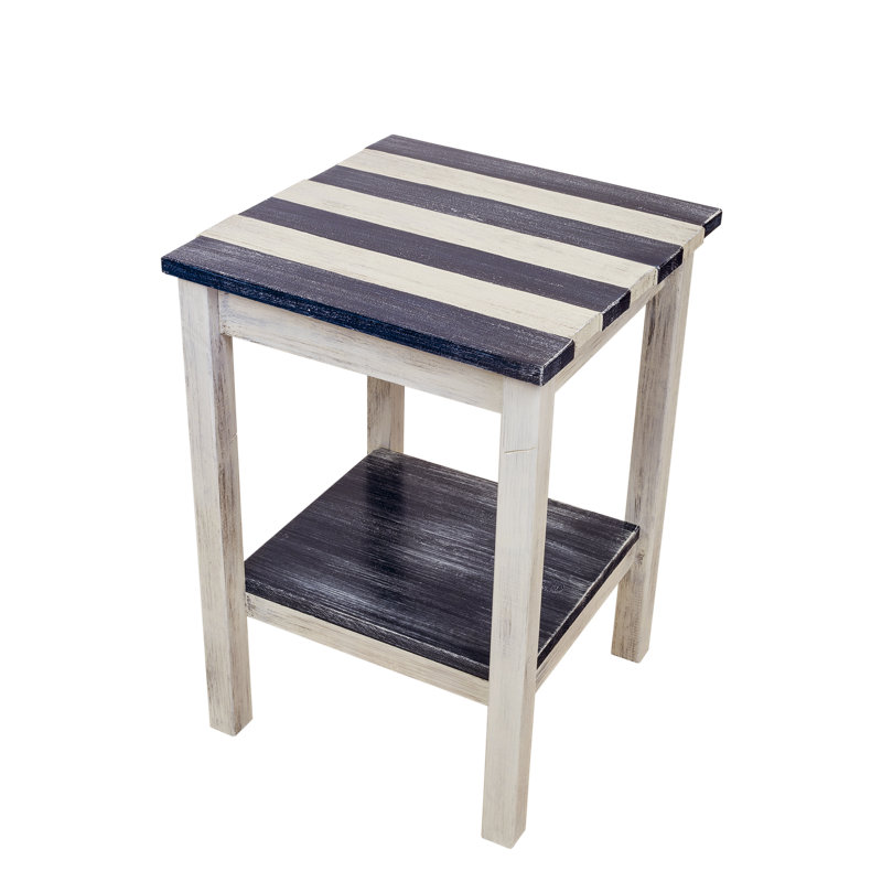 Letendre Solid Wood End Table, Navy