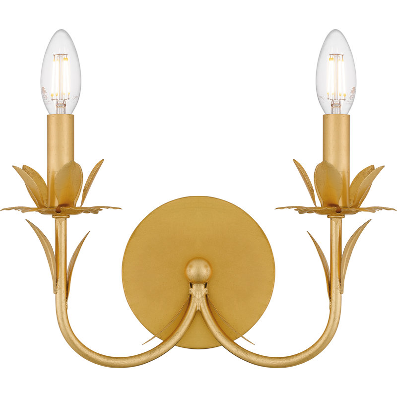 Applique murale 2 lumières feuille d'or Jakariya
