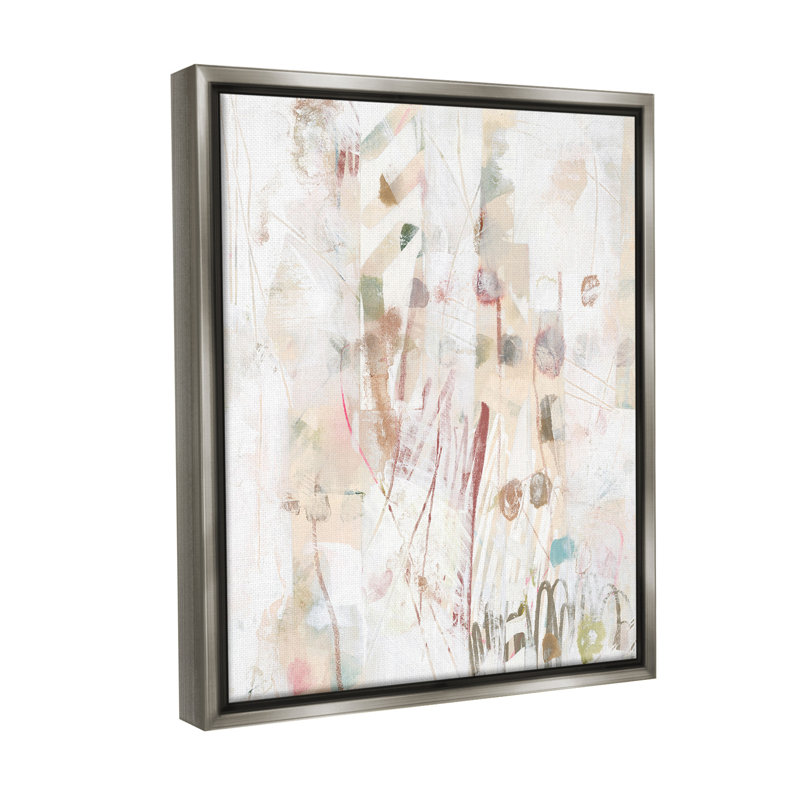 «Soft Neutral Motif» par June Erica Vess sur toile, H 21 po x l 17 po, Cadre flottant gris lustré