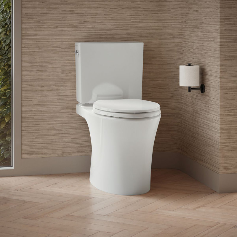 Veil Elongated Toilet Bowl With Skirted Trapway, White