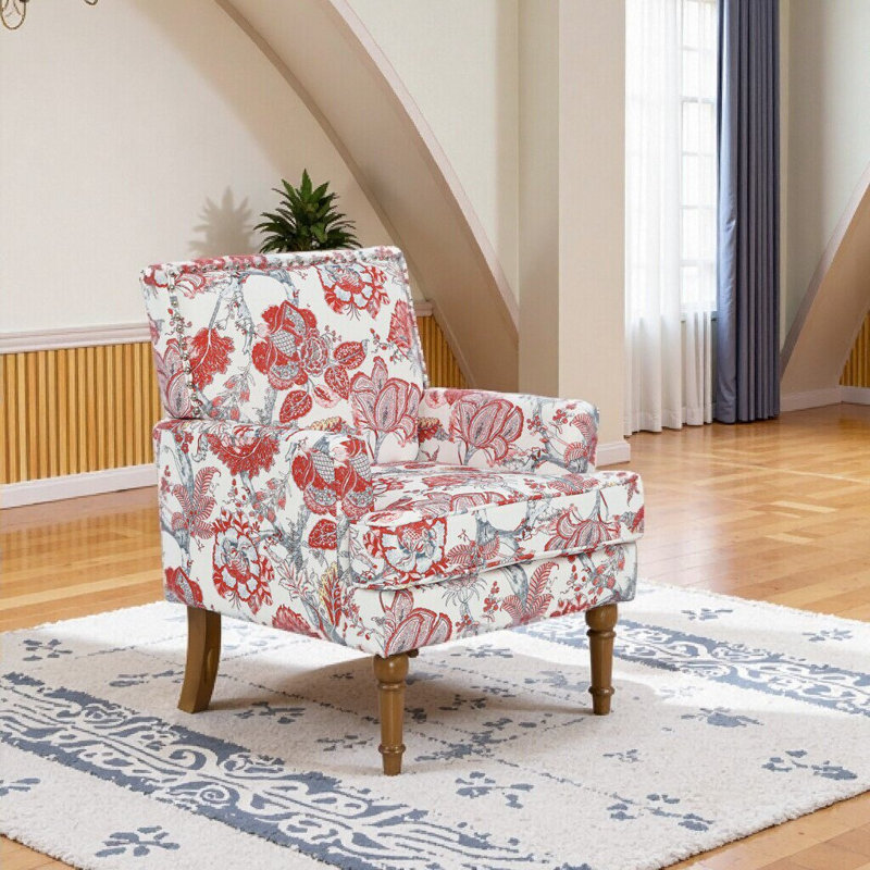 Fauteuil d'appoint rembourré Farmhouse, Rouge