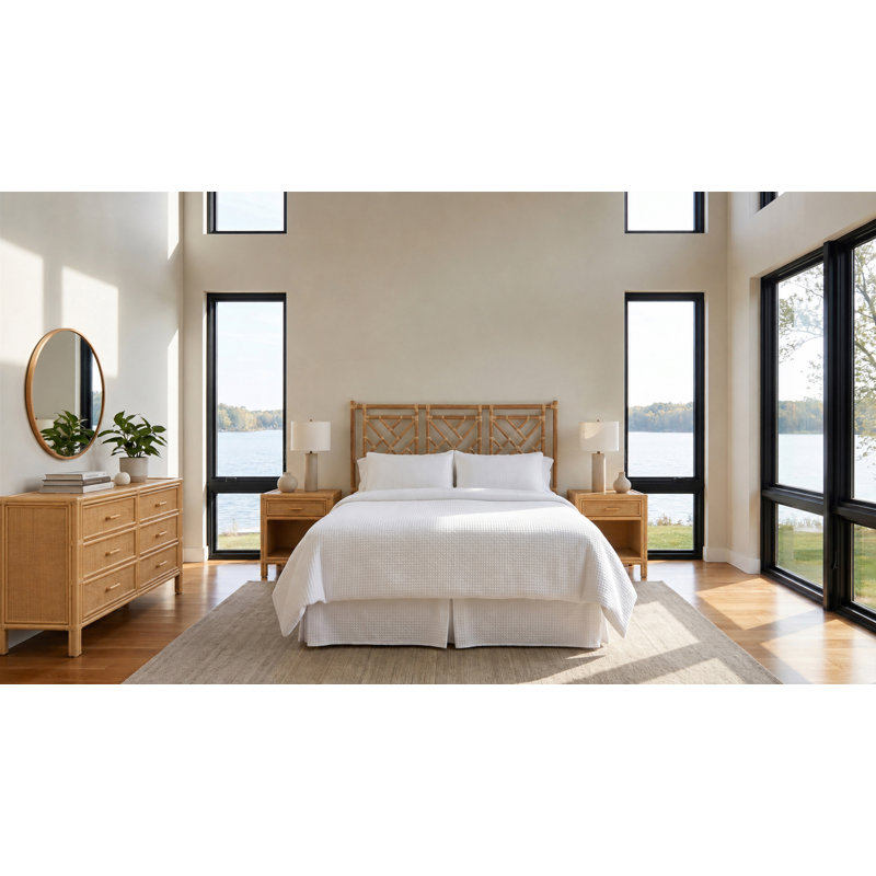 Lit standard Chippendale, Lit double, Naturel