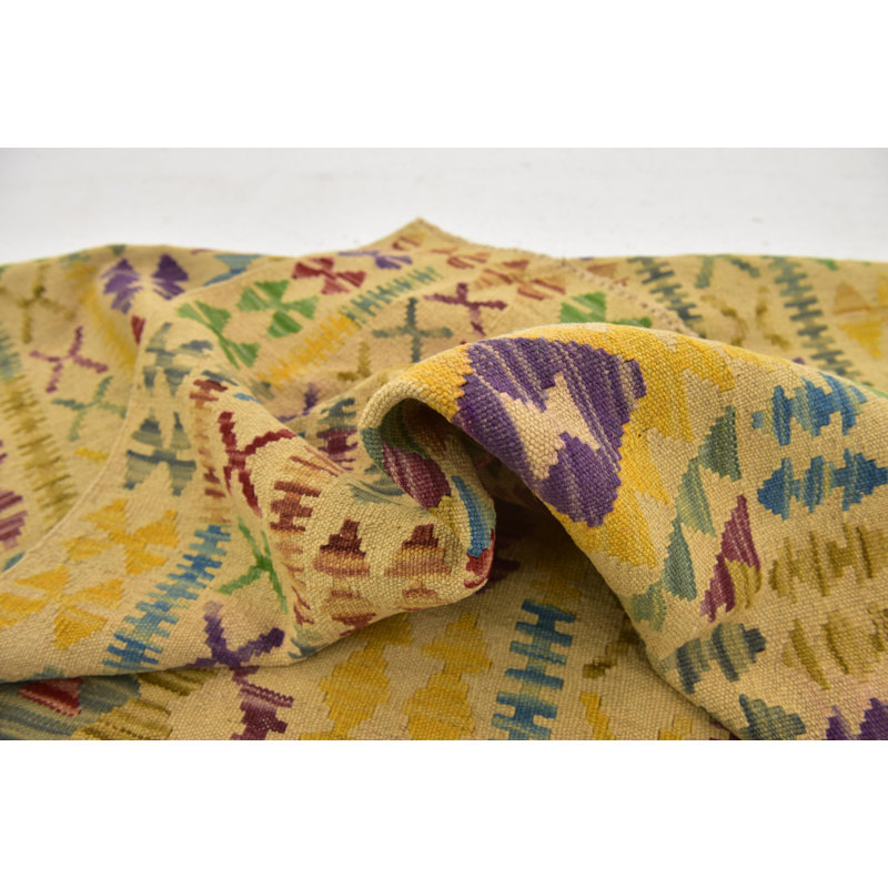 Tapis de zone en laine 3 pi 3 po x 6 pi 4 po one-of-kind noué la yellow Lorain