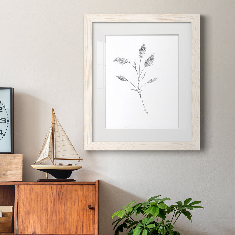 Croquis floral - reproduction de cadre photo sur papier, Papier encadré blanc, H 20 po x l 17 po x P 1,5 po