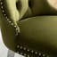 Chaise haute en velours, olive, pieds chromés, fabrication en bois massif, coussin en mousse haute densité, garniture cloutée faite à la main, deux chaises rembourrées modernes, paire, placage en acier inoxydable olive-616419662-616419660