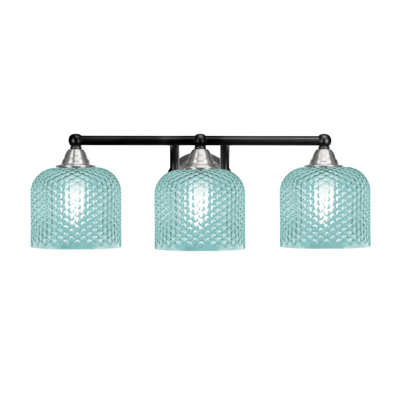 Barre d'éclairage de salle de bain 3 lumières noir mat et nickel brossé 6 "Paramount, H 7,5 po x l 22,75 po x P 8 po