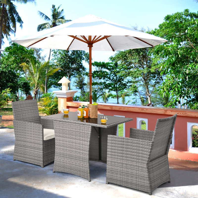 Silburn 2 - Person Patio Conversation Set with Cushions, Silver, 28" H x 51" W x 25" D
