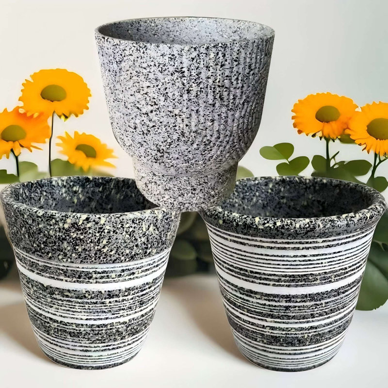 5/6in Stone Textured Indoor/Outdoor Planter - 3pc Set
