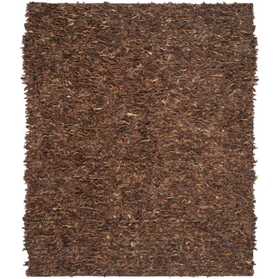 Tapis à poils longs brun cuir Assar