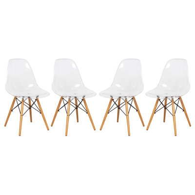Dubuque Dining Side Chair with Metal Eiffel Base Design and Beech Wood Legs