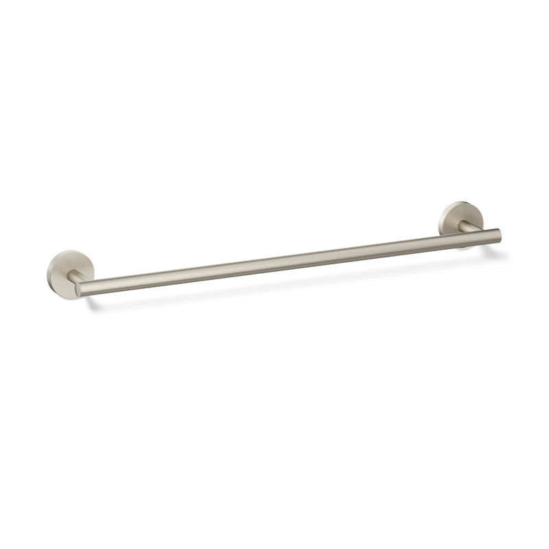 Elate Wall Mounted Round Towel Bar, Metal Wall-Mounted Towel Holder, Brushed Nickel, 2" H x 18" L x 2.75" D