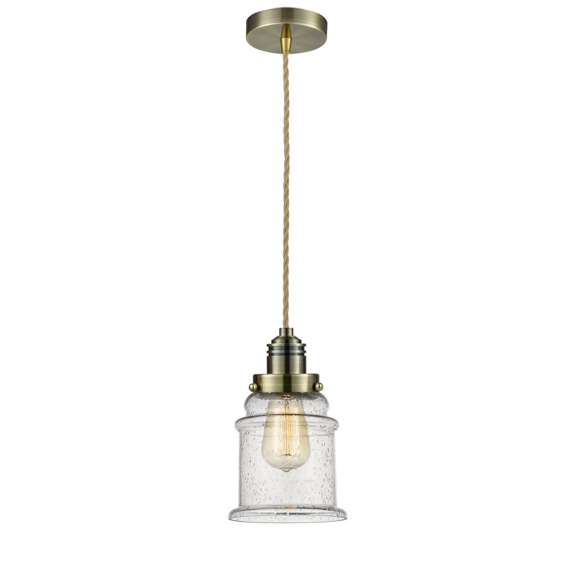 Luminaire suspendu en forme de cloche à 1 lumière Cecil, Laiton antique