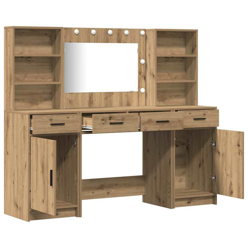 Dressing Table with Mirror, Artisan Oak