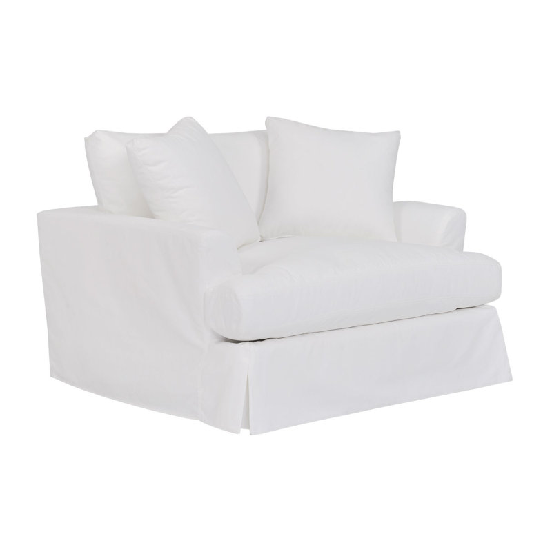 Kaniz Upholstered Chair And A Half, White Polyester Blend
