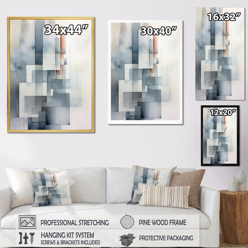 Décoration murale grise et abstraite Zen V - Minimalisme, Cadre simple noir, H 32 po x l 24 po x P 1 po