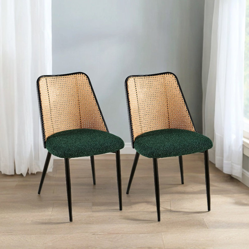 Chaises de salle à manger (2), sièges rembourrés contemporains pour la zone, pieds en métal, motif écossais, rembourrage en mousse, dossier uni (2), salle à manger élégante, base, tissu,
