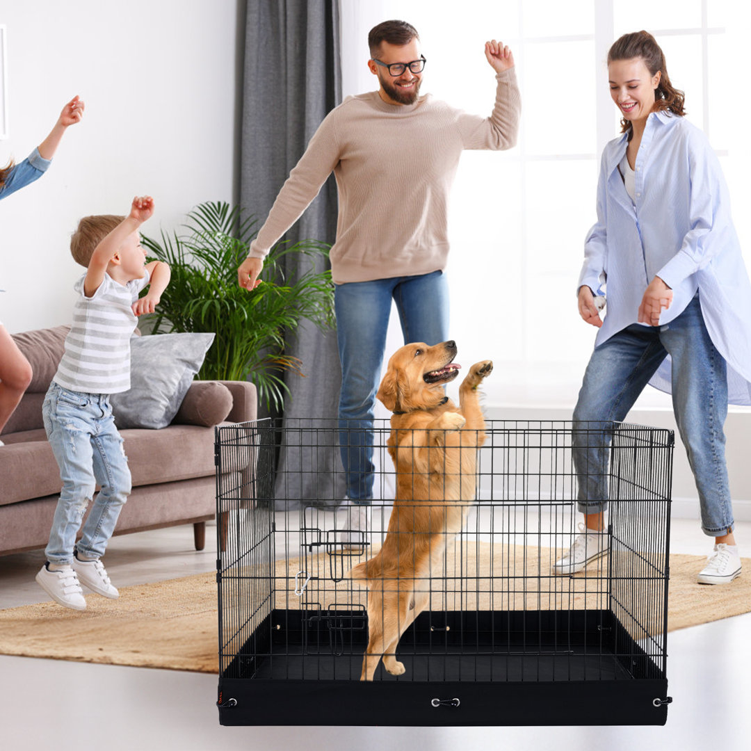 Dog Playpen 4 Panels Foldable Metal Dog Exercise Pen with Bottom Pad 36 in