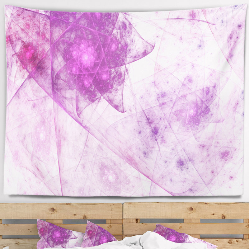Tapisserie polyèdre en mauve de ciel abstrait, H 32 po x l 39 po