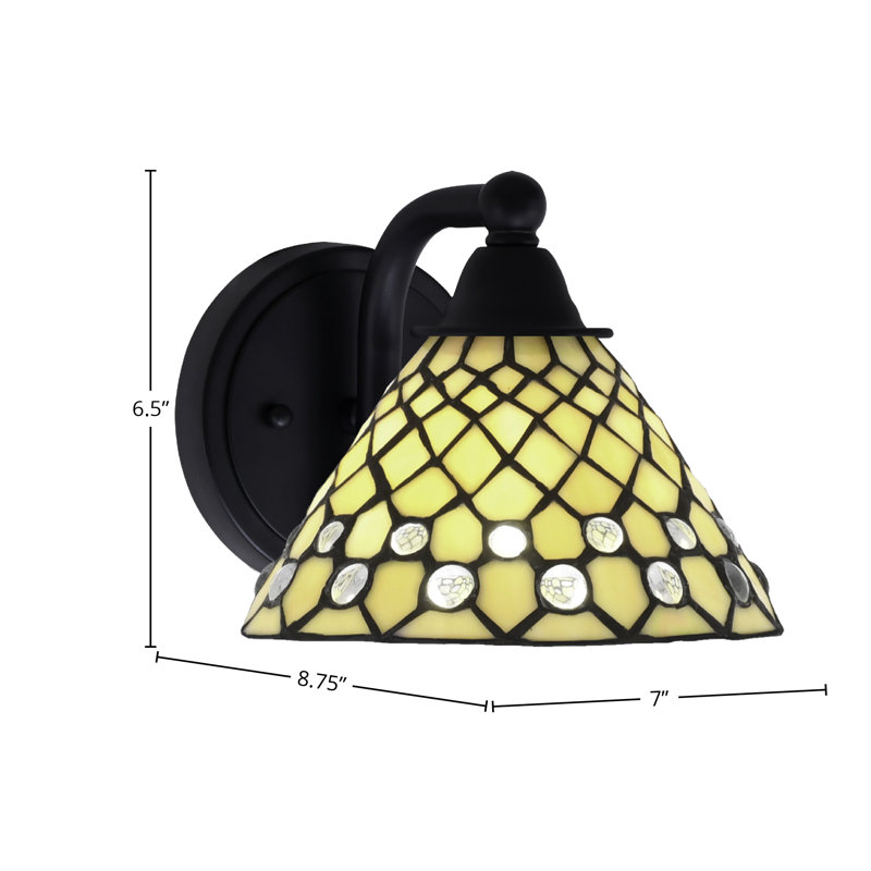 Applique murale Paramount avec fini noir mat et verre d'art 7 "Starlight