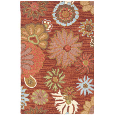 Emrick Hand Hooked Wool Floral Rug