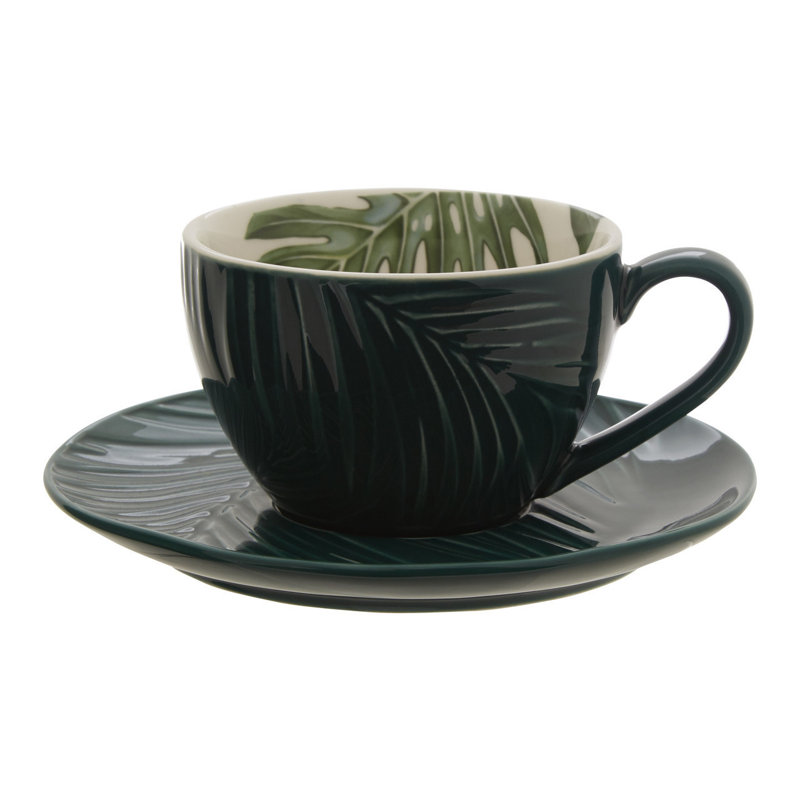 Shady Stoneware Teacup and Saucer
