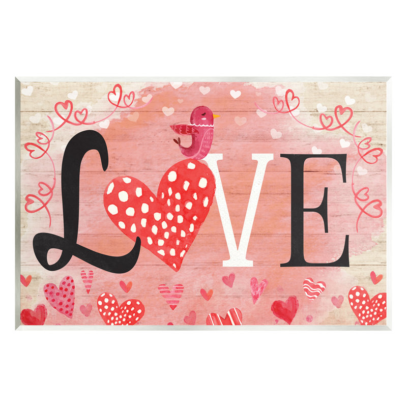 Art mural romantique sur toile avec motif de cœurs romantiques par ND Art, H 10 po x l 15 po x P 0,5 po, Bois