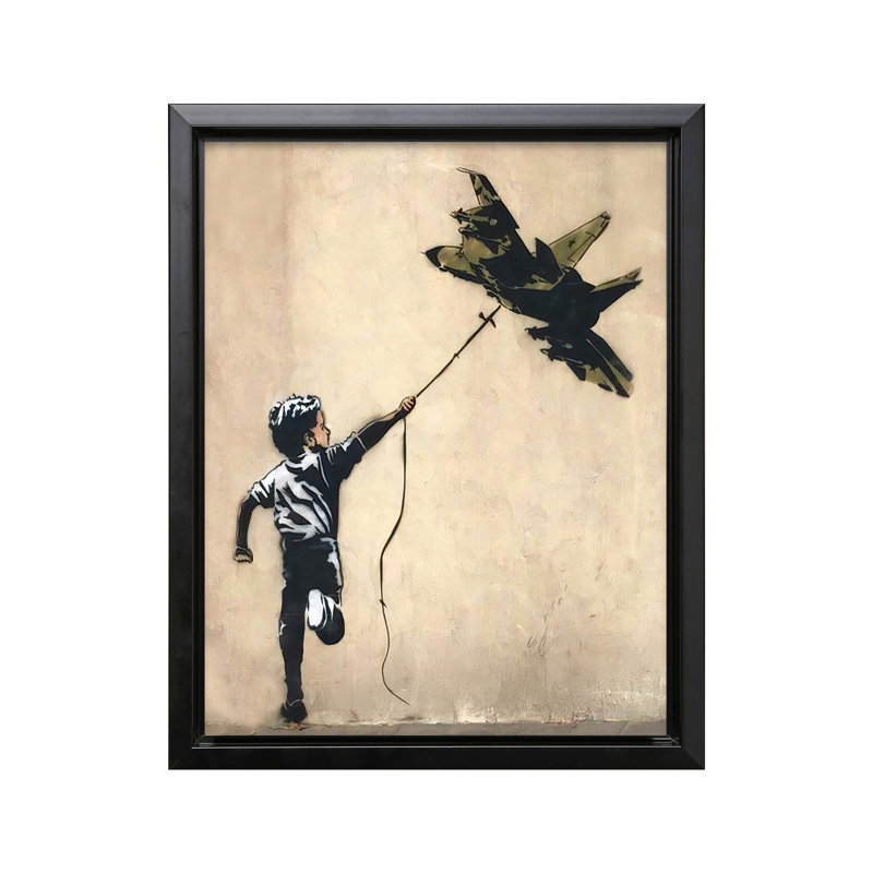Jouer avec un cerf-volant Jetfighter, Black Framed, Canvas, 12"H x 16"W