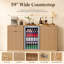 Armoire-bar 59 po avec espace pour réfrigérateur et poubelle inclinable, mini-armoire à vin pour réfrigérateur avec station de rangement / charge, buffet cannelé avec porte-verre pour salle à manger-868155247