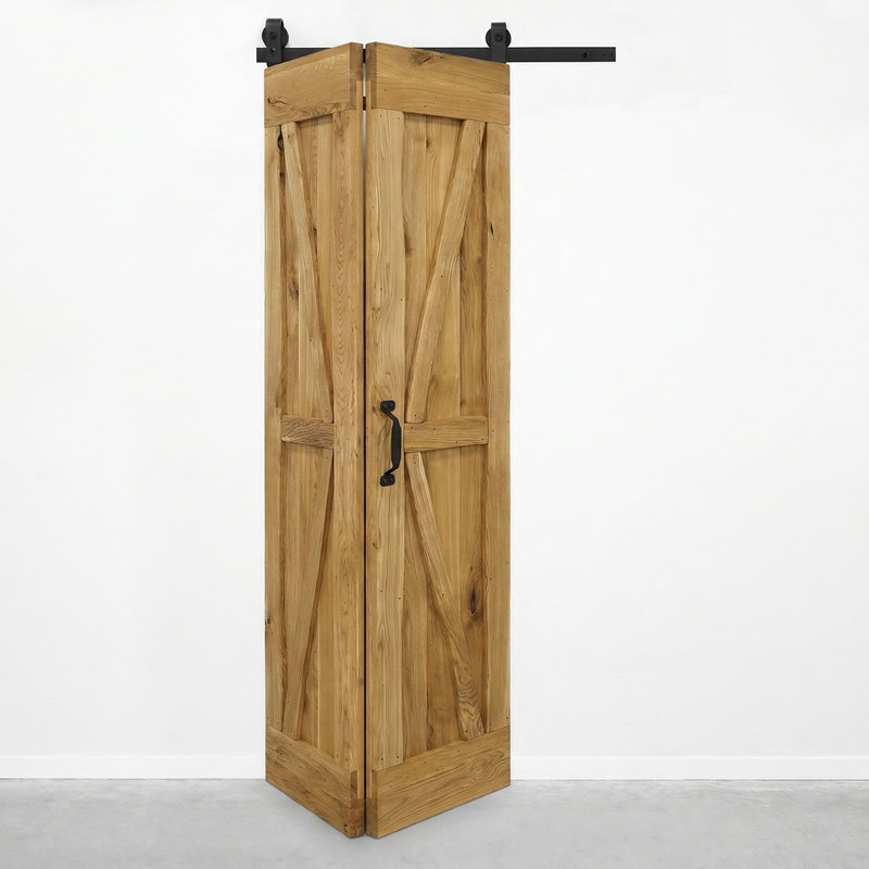 Hadria Single Bi-Folding System Solid Oak Barn Door, Natural Oil